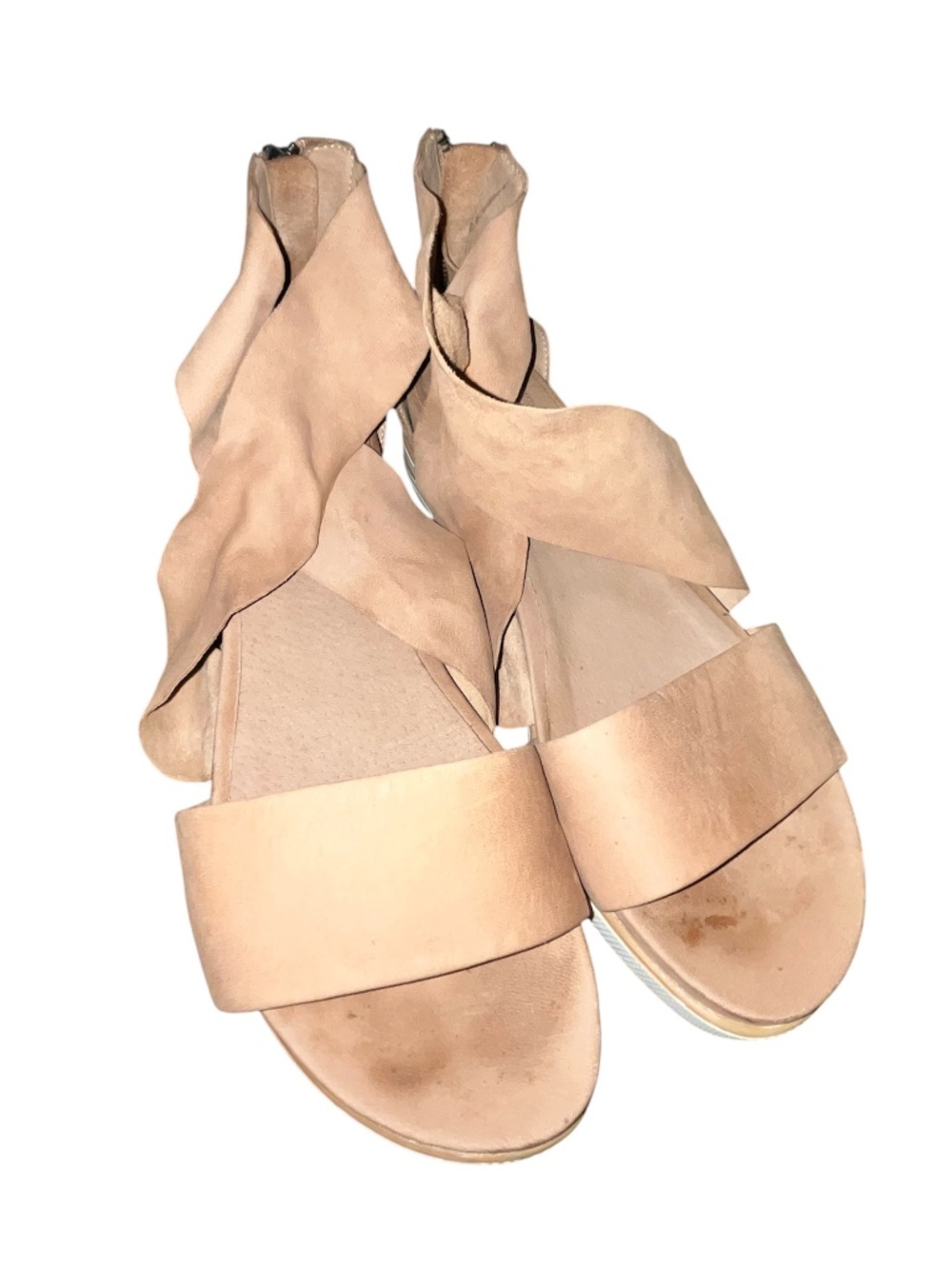 Eileen Fisher Women’s Junie Low Wedge Walking Sandals in Light Nude Sz-8.5